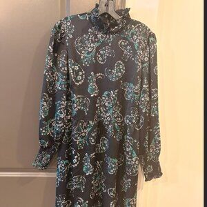 LOFT Black Paisley Floral Long Sleeve Dress | Size 8